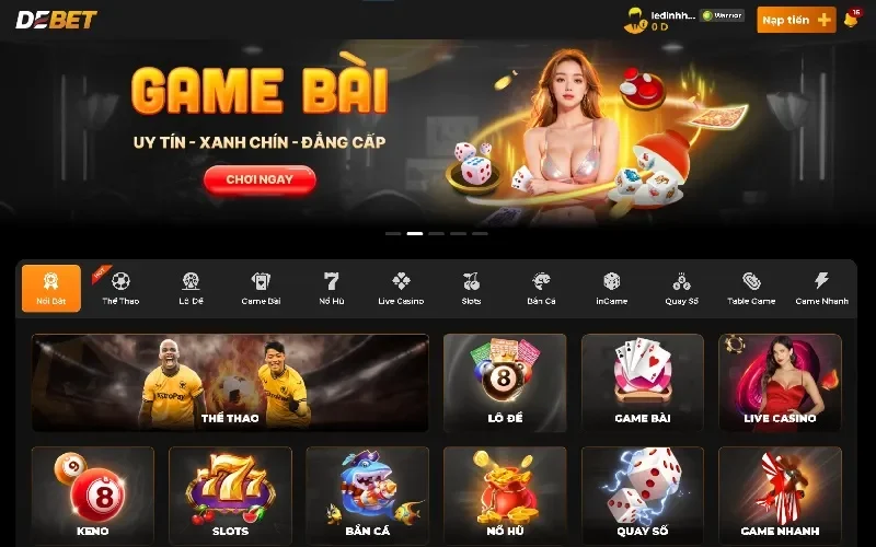 Nhà cái Debet là đơn vị sở hữu một kho game trực tuyến “KHỔNG LỒ”